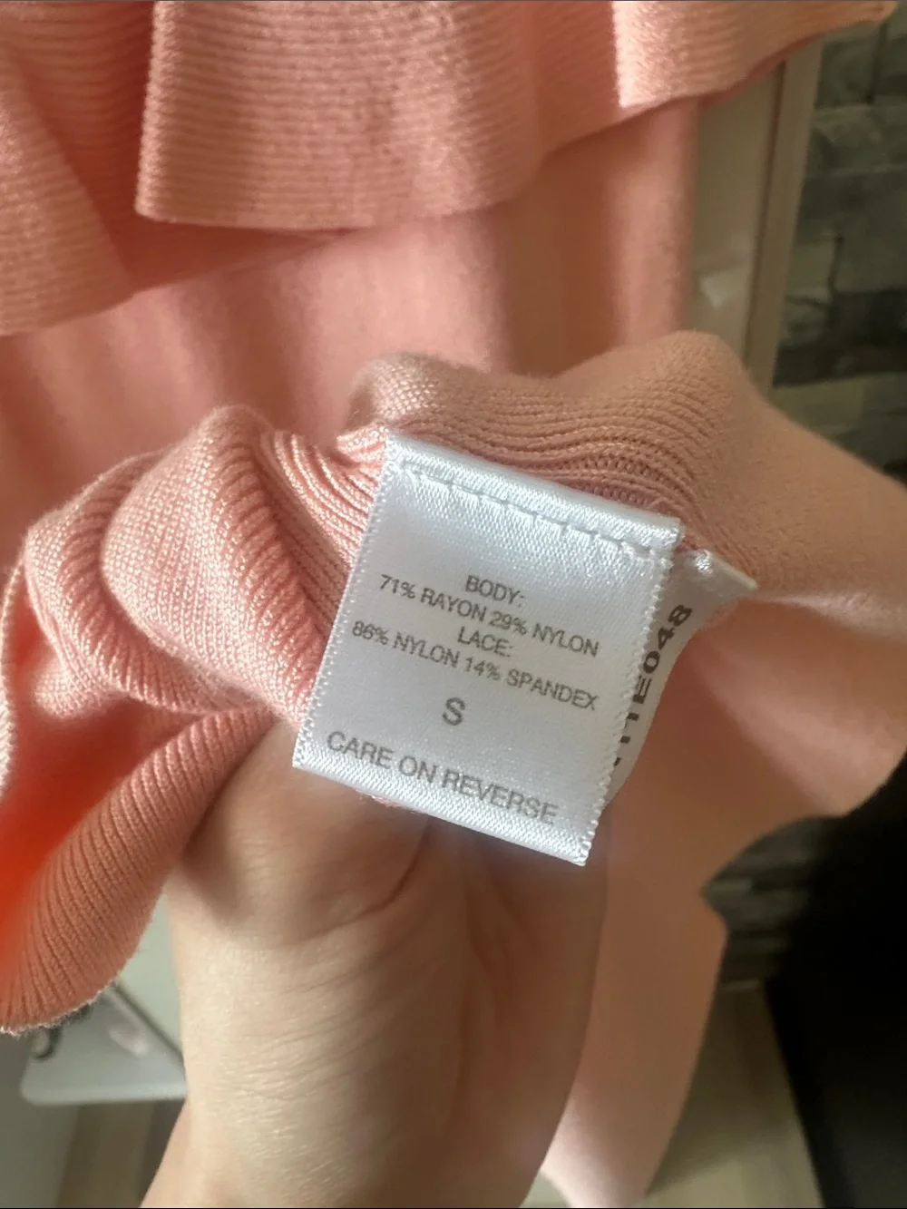 eva mendes for New York & Company Peach Lace-Peplum Midi Dress